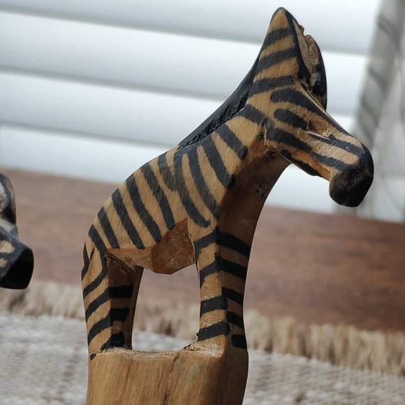 Vintage Hand Carved Wooden Zebra Spoon and Fork - Picture 9 of 14